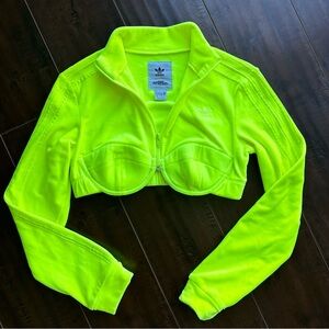 ADIDAS ORIGINALS x JEREMY SCOTT Neon Velour Track Crop Top Sz MED